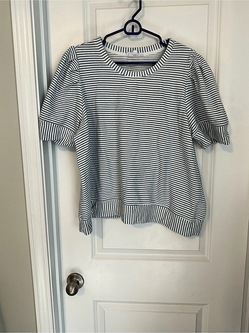 Jane + Delancey Striped Short Sleeve Top in Blue & White Size 1X